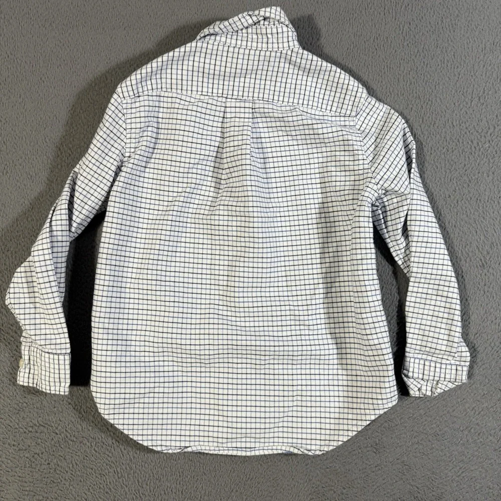 Polo‎ Ralph Lauren Boys Check Button Down Shirt Size 5 White Blue Classic Preppy